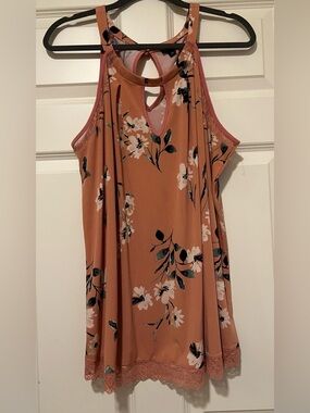 Torrid Floral Keyhole Sleeveless Dress in Dusty Rose
